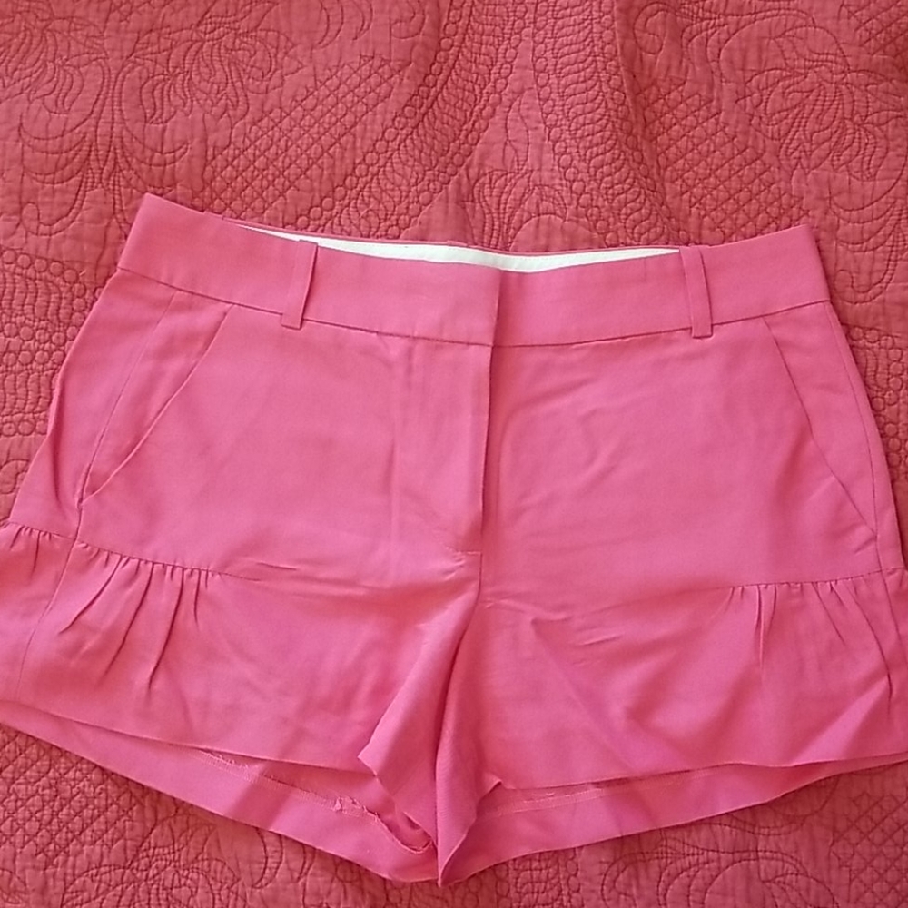 Pink J Crew shorts with side ruffles